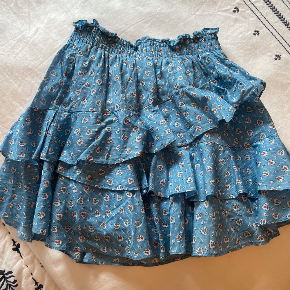 Loveshackfancy blue mini skirt